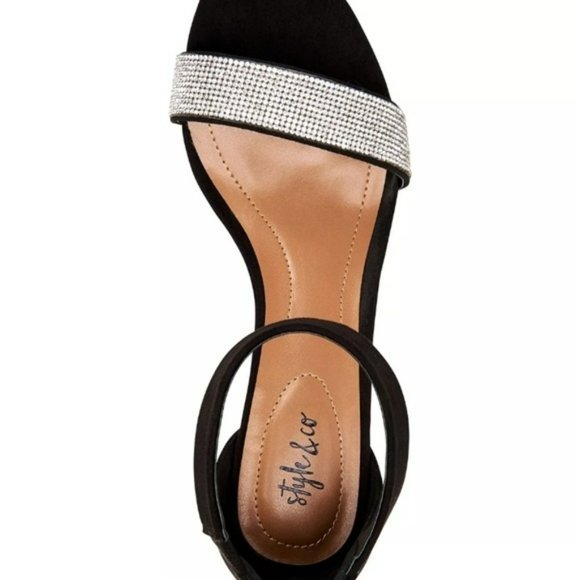 Style & Co Phillys Two-piece Evening Sandals Black -7 - Picture 4 of 9